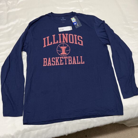 NWT Illinois Basketball Fighting Illini Men XL Long Sleeve T-Shirt Blue UIUC Tee - Picture 1 of 11